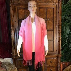 Jones New York Rose Dip Dye Ombre Fringe Scarf